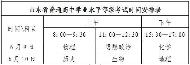 山東日照2023年普通高中學業水平等級性考試時間