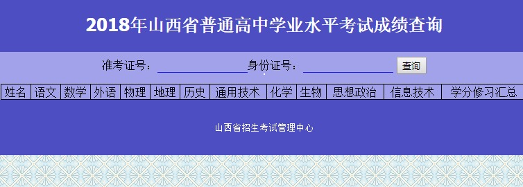 2018年山西省普通高中學業水平考試成績查詢